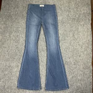 Free People Jeans Womens Sz 28 Blue Denim Flare Bell Bottom Pull On Boho Hippie